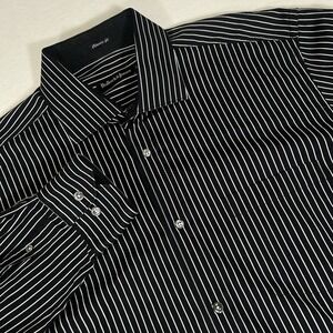 Bullock & Jones Mens XL Black White‎ Striped Button Up Long Sleeve Shirt